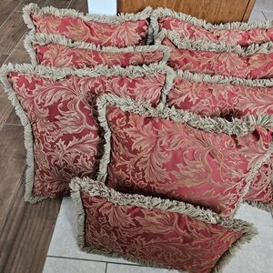 Elegant Red and Gold Decorative Pillows